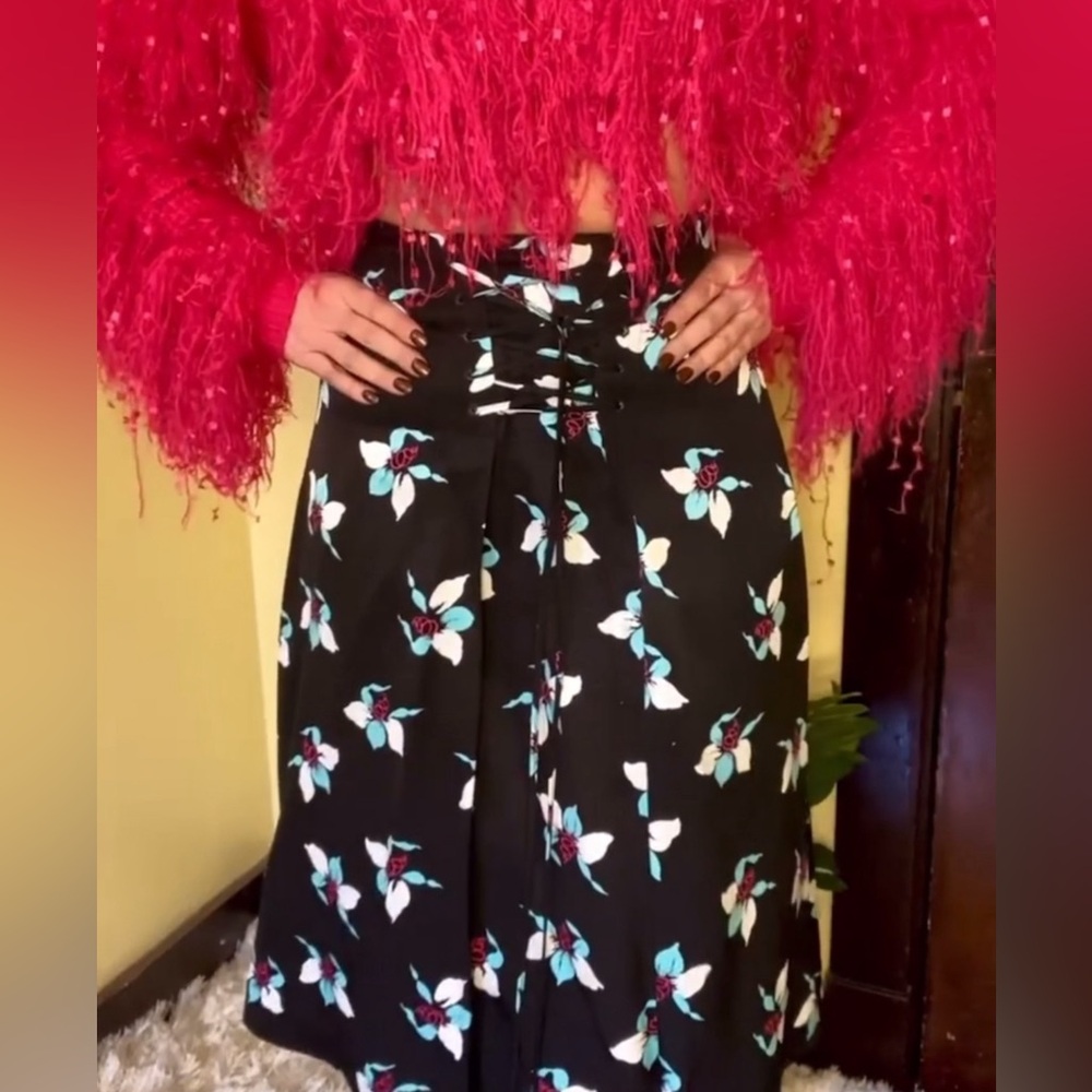 Maeve Lace Front Midi Skirt